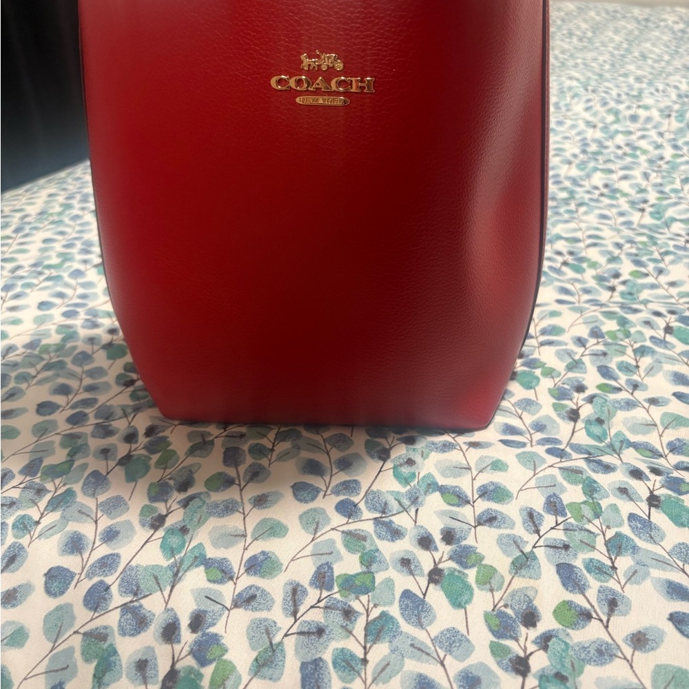 Authentic Coach Leather Bucket Bag – Red, Excellent Condition